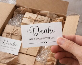 Danke für deine Bestellung Karte 85x55 mm | 50 Stück | Visitenkartengröße | Paketbeilage für Etsy Shop | Paketbeilage für kleine Unternehmen