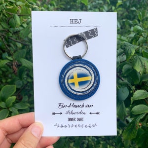 Karte mit Schlüsselanhänger mit Schwedenflagge | Perfekt für Schwedenfans | Schweden |Schwedenliebe