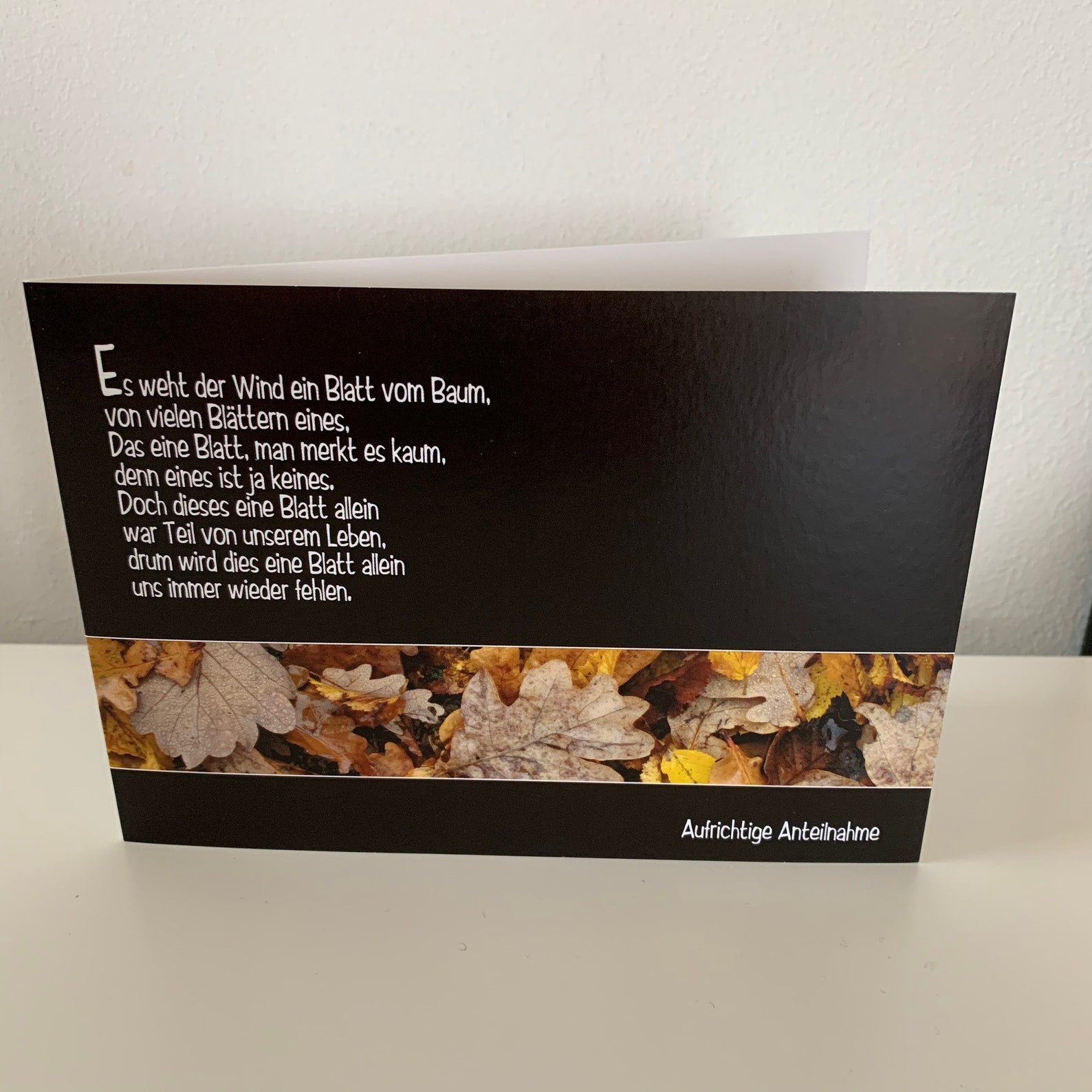 Es weht der Wind ein Blatt vom Baum... Trauerkarte Beileidskarte Kondolenzkarte Etsy.de
