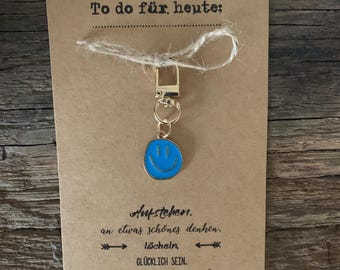 To do - Schlüsselanhänger Smiley mit Motivationskarte – Gute Laune Geschenk | Glücksbringer | Freundschaftsgeschenk | kleines Mitbringsel