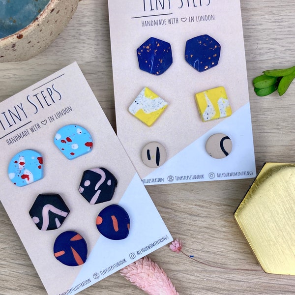 Lucky Dip Mystery surprise studs | No waste sustainable polymer clay earrings