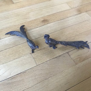 Set of Two Vintage Small Decorative Metal Peacock Birds
