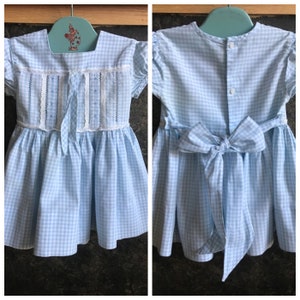 1950's Nannette Originals Blue & White Checkered Vintage Toddler Size 1 Dress image 1