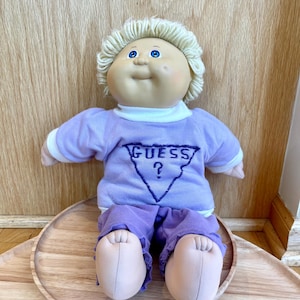Super Cute Collectible Vintage 1980s Signed Xavier Roberts Cabbage Patch Doll with Guess Outfit Little Peoples Originals