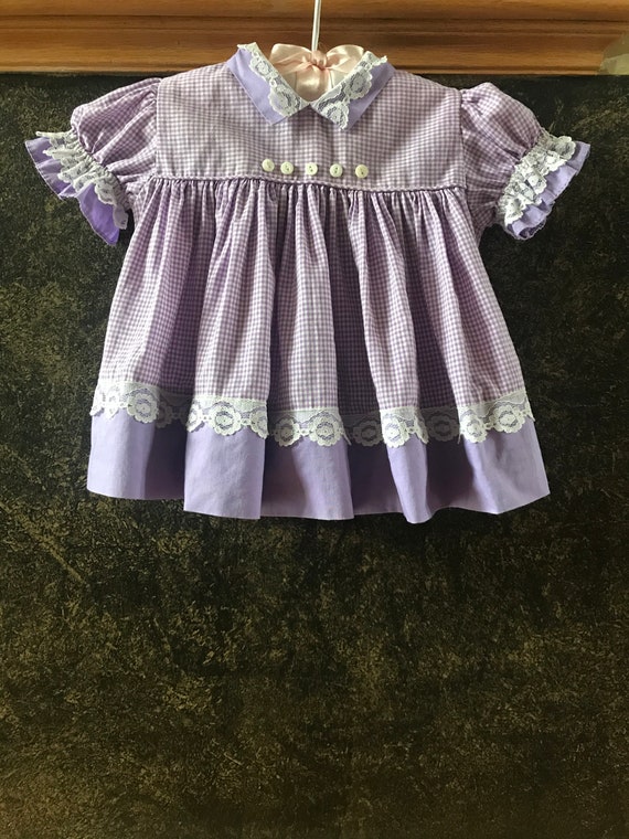 Super Sweet Purple and White Checkered Baby Dress