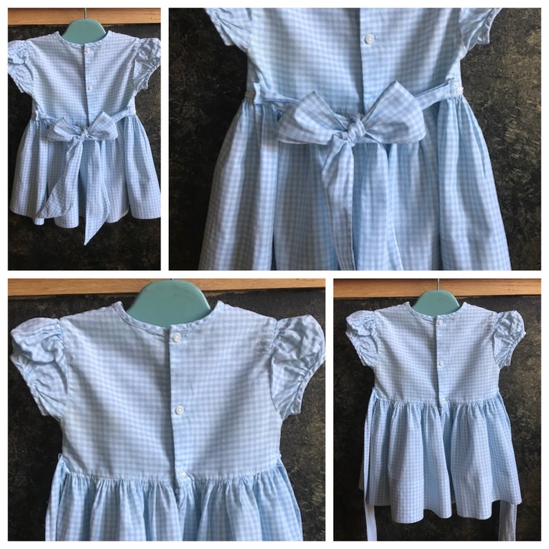 1950's Nannette Originals Blue & White Checkered Vintage Toddler Size 1 Dress image 8