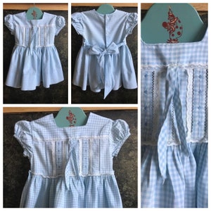 1950's Nannette Originals Blue & White Checkered Vintage Toddler Size 1 Dress image 3