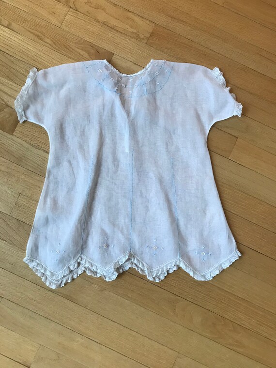 Delicate Art Deco Sheer White 1930s Baby Dress wi… - image 2