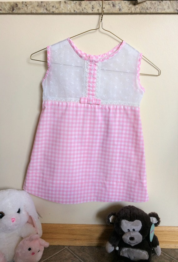 Cute Vintage 1960's Pink Gingham Toddler Dress - image 1