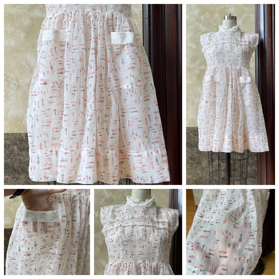 So Beautiful Vintage Cream Orange and Brown Petit… - image 9