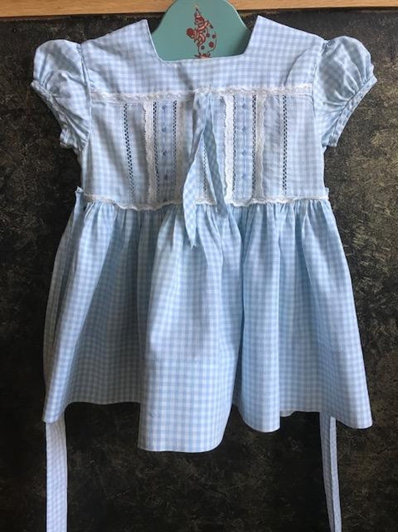 1950's Nannette Originals Blue & White Checkered Vintage Toddler Size 1 Dress image 5