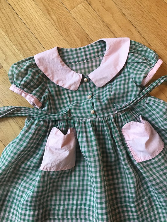 Super Sweet Vintage 1940s / 1950s Green And Pink … - image 3