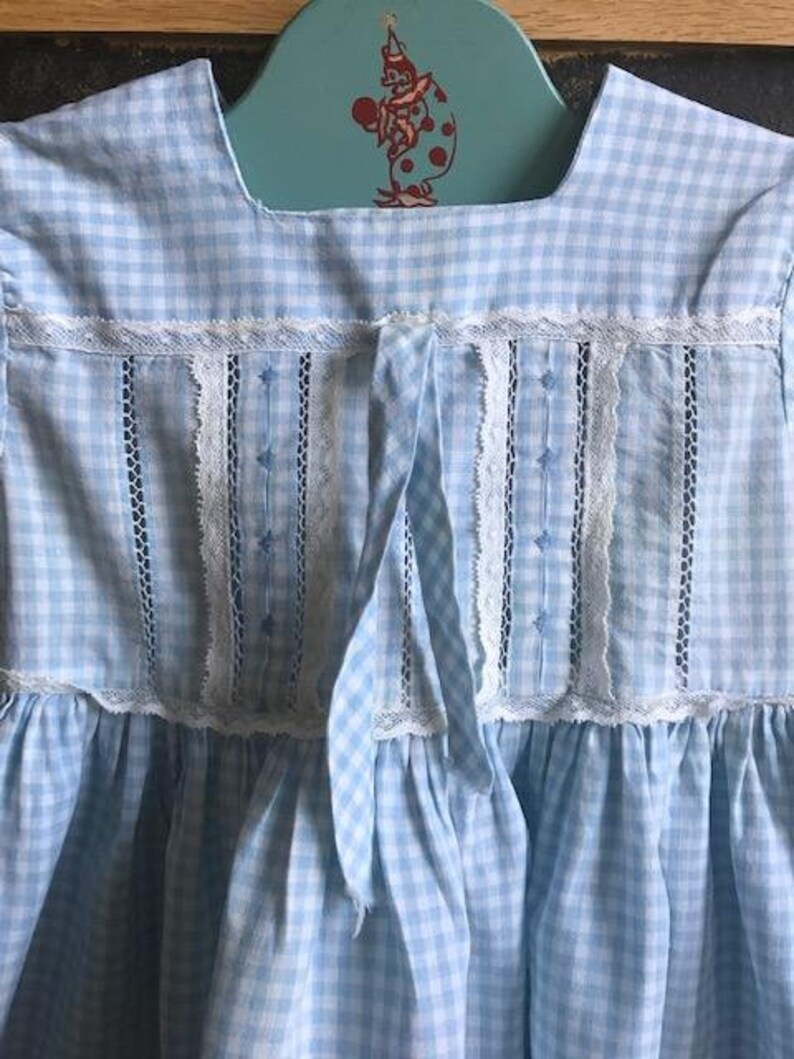 1950's Nannette Originals Blue & White Checkered Vintage Toddler Size 1 Dress image 4
