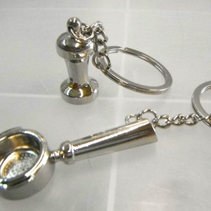 Barista Chrome Coffee Portafilter Tool Keyring and Tamper Tool Keyring Set Gift Boxed