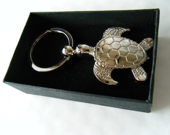 Lucky Turtle Keyring Chrome Metal Gift Boxed