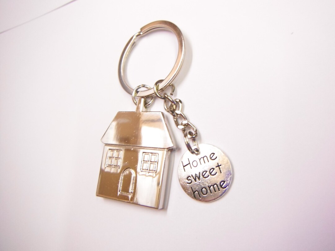 Home Sweet Home Keyring Chrome Metal House Key Chain Gift Etsy