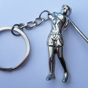 Lady Golfer Chrome Metal Golf Keyring Lady Golf Player Keyfob Gift Boxed