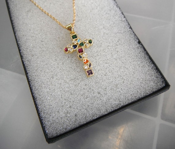 アクセサリー Cross motif design charm necklace Sardfxul Cross Pendant Necklace Long Chain Punk Goth Trendy