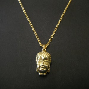 Golden Buddha Head Necklace Gift Boxed