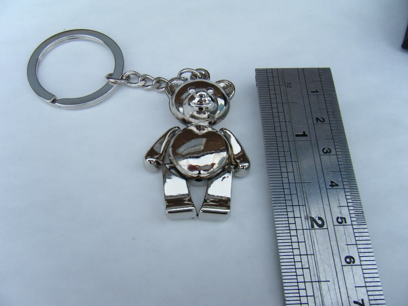 Chrome Metal Teddy Bear Key Ring Keychain Teddy Fob Gift Boxed Etsy