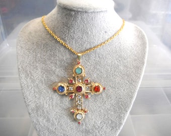 XL Italian Designer Style Diamonate Golden Cross Gift Boxed