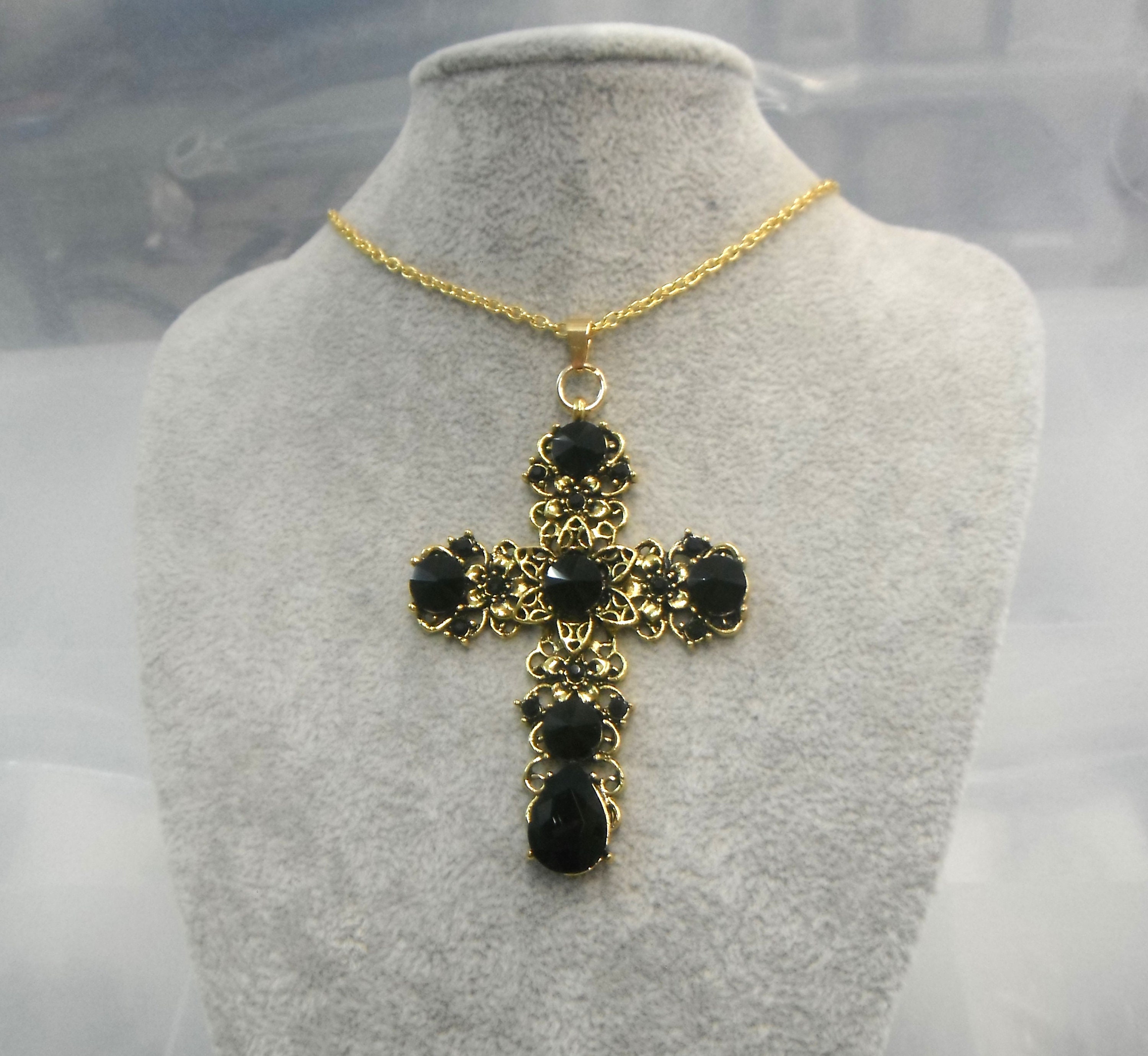 アクセサリー Engraved Large Cross Pendant YL Men's Cross Necklace 316L Stainless Steel Large Jesus