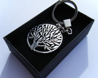 Tree of life Keyring Chrome Metal Key Chain Gift Boxed