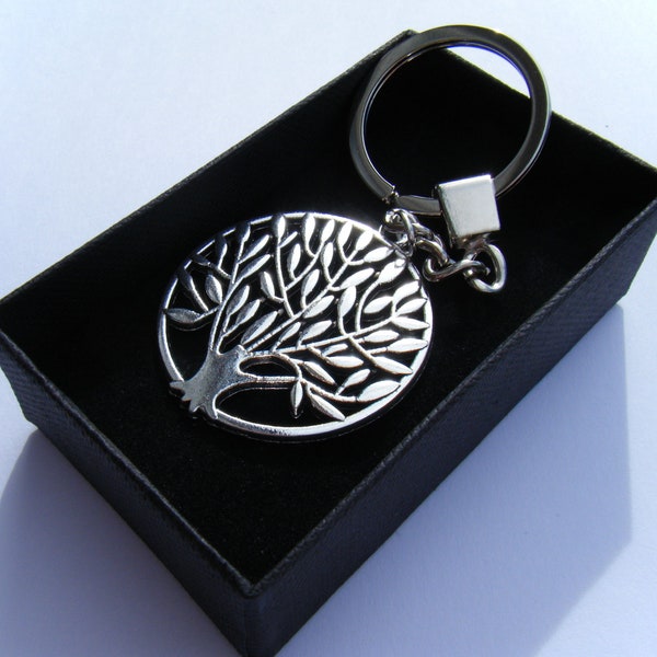 Tree of life Keyring Chrome Metal Key Chain Gift Boxed