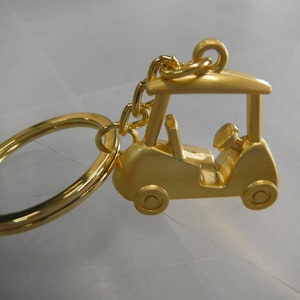 Golden Golf Cart Metal Keyring Gift Boxed