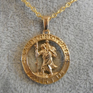 Schöne vergoldete St Christopher Halskette Geschenk verpackt