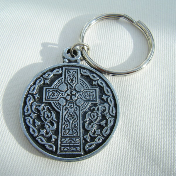 Irish Celtic Cross Keyring Pewter Metal With Irish Blessing Gift Boxed