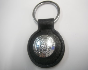 St Christopher Key Fob Chrome Metal Key Ring Gift Boxed