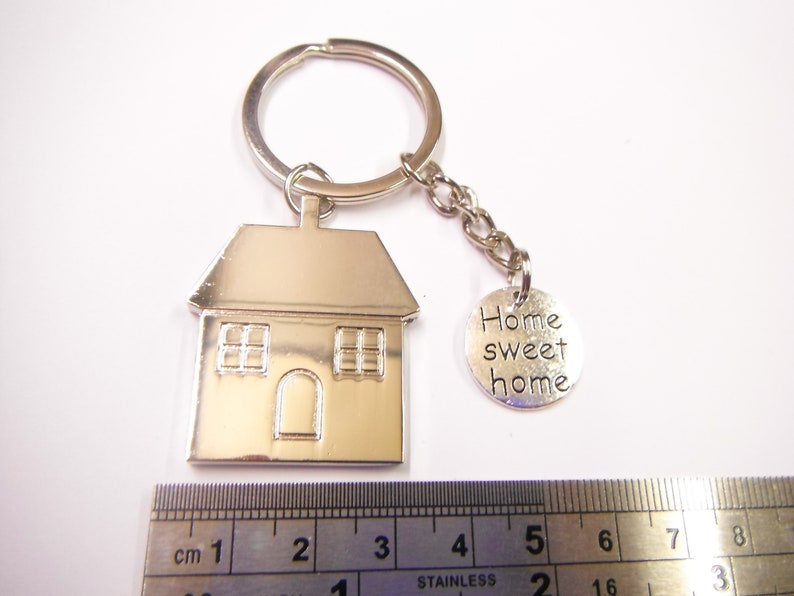 Home Sweet Home Keyring Chrome Metal House Key Chain Gift Etsy
