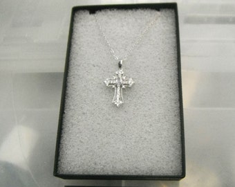 Silver Colour Cross Necklace 16 Inch Extends to 20 Inch Gift Boxed