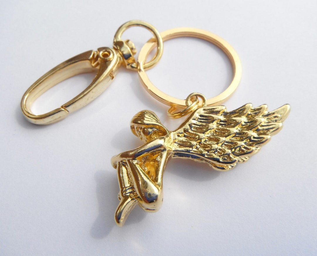 Golden Angel Keyring Golden Metal Necklace Angel Figure Gift Boxed - Etsy