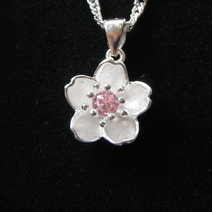 Sakura Cherry Blossom Necklace 17 inch chain Gift Boxed