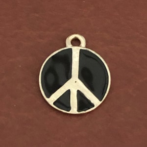 Petite médaille ronde en étain noire signe de la paix Médaille pour chien personnalisée avec diamants gravés, médaille pour chat pour collier de chien, pour collier de chat, BPSSPC