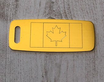 Canadian Flag, Aluminum Personalized Luggage Tag, Diamond Engraved, Perfect For Carry-on, Backpacks And Suitcases, CA2APLT