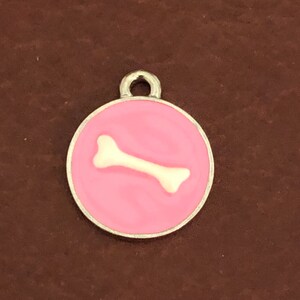 Petite médaille ronde en os rose en étain personnalisée avec gravure de diamants, pour collier de chien, PBSPC