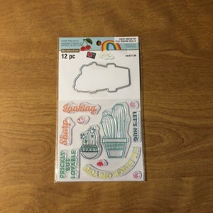 Recollections Kit de tampons et matrices transparents Cheeky Modern Pop Cactus, 12 pièces
