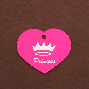 Grande étiquette en aluminium personnalisée couronne de princesse en forme de coeur rose, diamants gravés, porte-clés, porte-clés, pour les clés perdues PCLPIH2