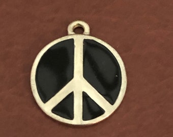 Black Peace Sign, Large Pewter Circle Tag, Opaque Pastel Tags, Personalized Diamond Engraved, Dog Tag, Cat Tag, For Dog Collar, Cat Collars