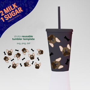 FRENCHIES ⟡ Envoltura sin costuras ⟡ Envoltura para vaso Strata de 16 oz ⟡ png ⟡ dxf ⟡ Archivos SVG para Cricut ⟡ Silhouette ⟡ Descargar ⟡ Estampado de perro