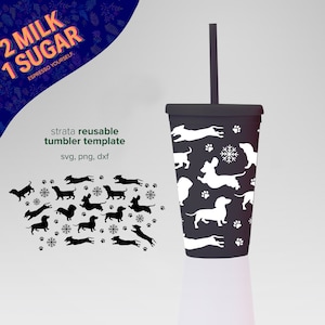 DACKEL ⟡ Seamless Wrap ⟡ Strata 16oz Cup Wrap png dxf ⟡ SVG-Dateien für Cricut ⟡ Silhouette ⟡ Download ⟡ Weiner Hund Weihnachten Schnee