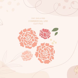 PEONIES MINI ⟡ flower peony mothers day svg for Sbux venti cold cup ⟡ png dxf ⟡ download svg files for cricut ⟡ silhouette cameo