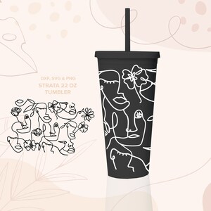 EXTRAÑOS ⟡ Envoltura sin costuras ⟡ Envoltura para vaso Strata de 22 oz png dxf ⟡ Archivos SVG para Cricut ⟡ Silueta ⟡ Descargar ⟡ pegatina con dibujo de caras abstractas