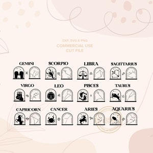 ZODIAC MINIS BUNDEL ⟡ Svg-bestand gesneden, svg voor commercieel gebruik, svg-bestanden voor de cricut, silhouet, sterrenbeelden, dierenriem svg, horoscoop svg, ram