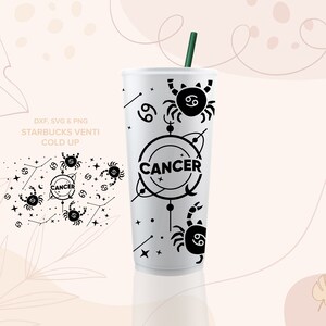 KREBS kein Loch ⟡ Schnittdatei ⟡ Krebs für Sbux Tasse ⟡ png dxf svg Dateien für Cricut ⟡ Silhouette ⟡ Sternzeichen ⟡ Sternzeichen Horoskop