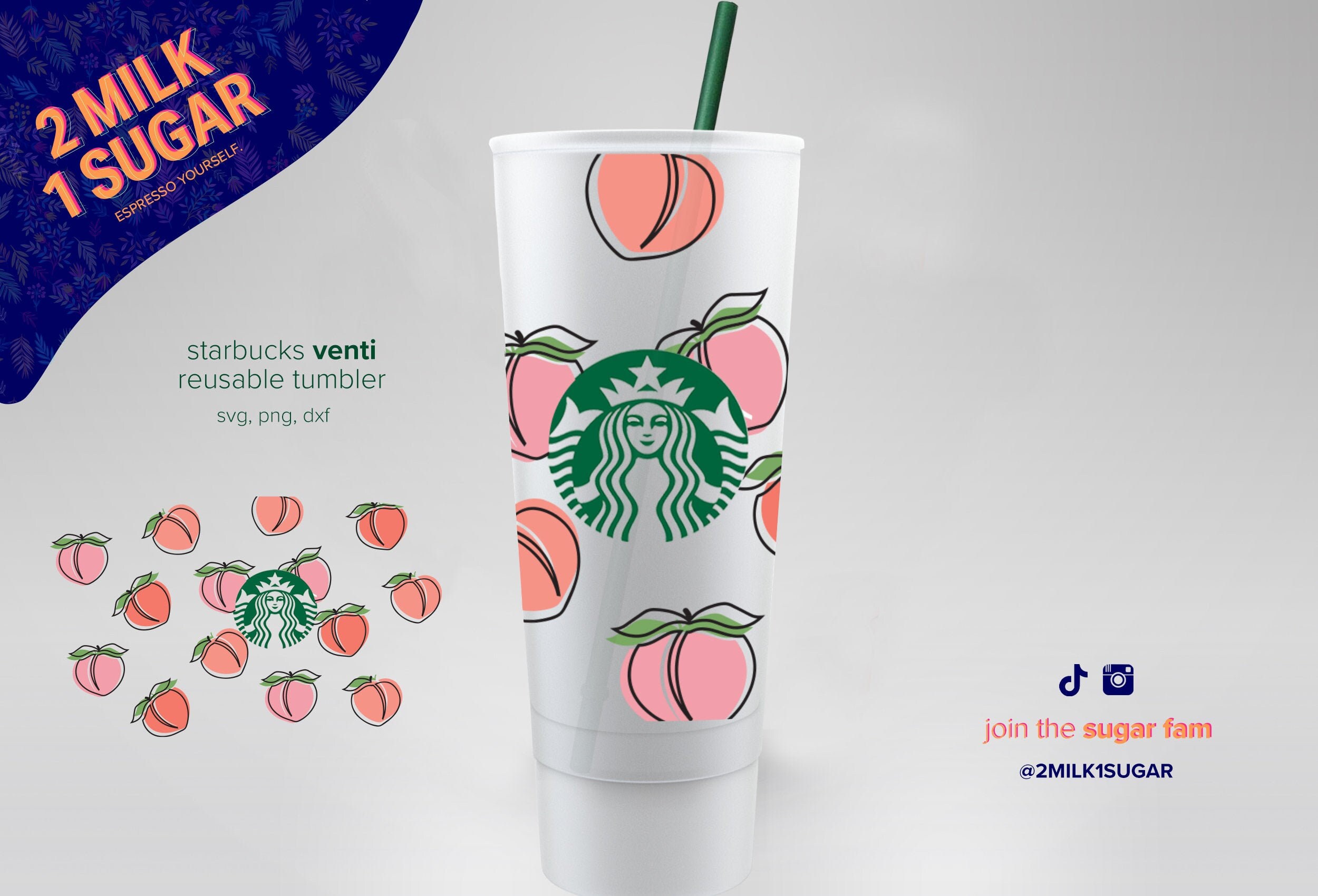 James & The Giant Peaches ⟡ peach svg file starbucks venti cup wrap p…