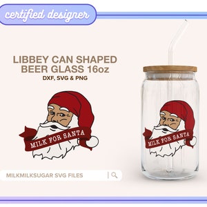 MELK VOOR SANTA Svg-bestand knippen voor Cricut of Silhouette, Santas Milk Cup, Santa Claus Glass Svg, Santa Face Clipart, Santas Milk Svg